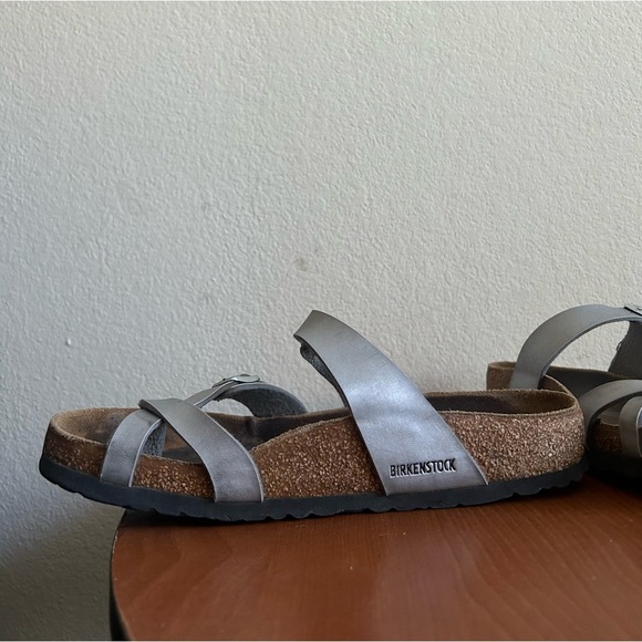 BIRKENSTOCK Women's Mayari Birko-Flor Silver Outdoor Criss Cross Straps Sz 39 8 - Picture 7 of 10